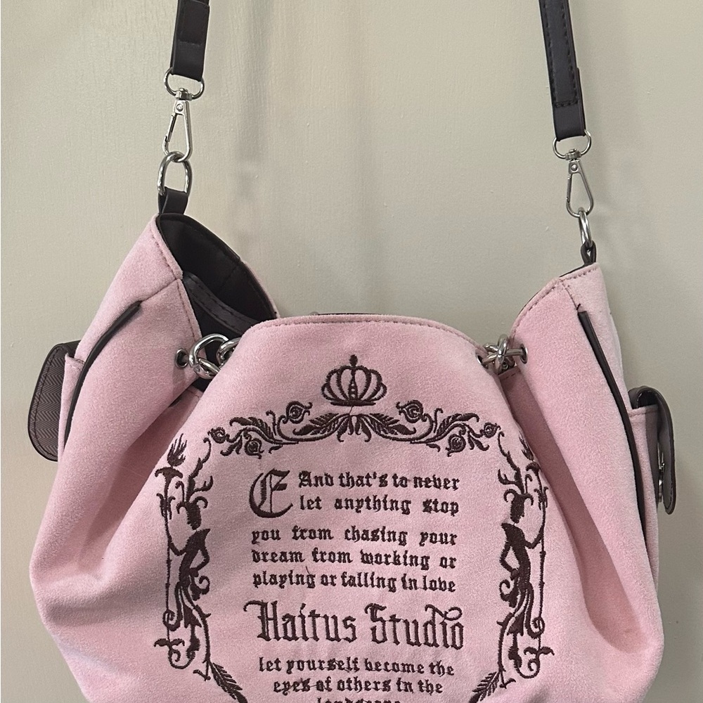 Pink Suede Style Cross Body Bag Purse - Picture 2 of 8